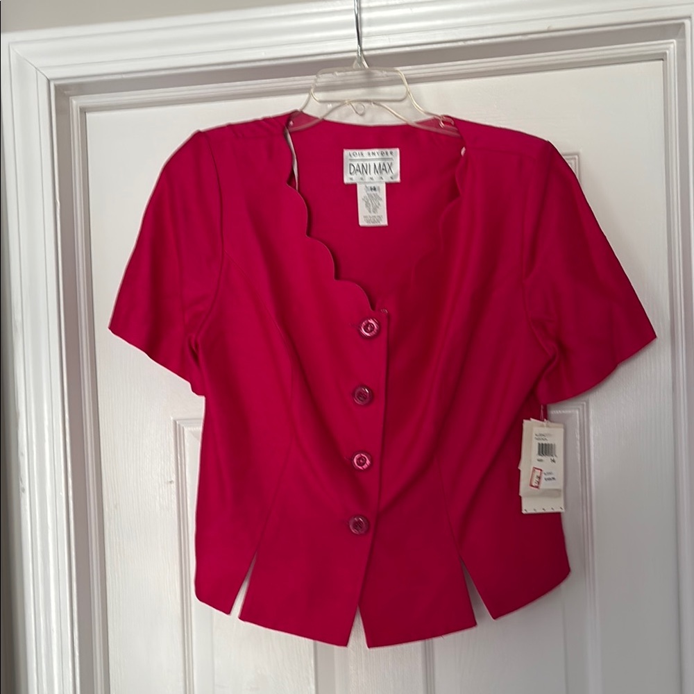 Dani Max Pink Scalloped Button Blouse